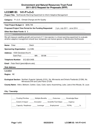 LCCMR ID: 141-F1+2+5  Project Title:  Northwoods Warming Experiment to Inform Adaptive Management