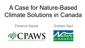 A Case for Nature-Based  Climate Solutions in Canada  Florence Daviet  Graham Saul  Net-Zero