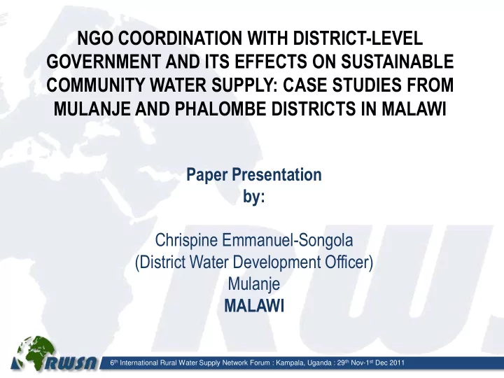 community water supply case studies from