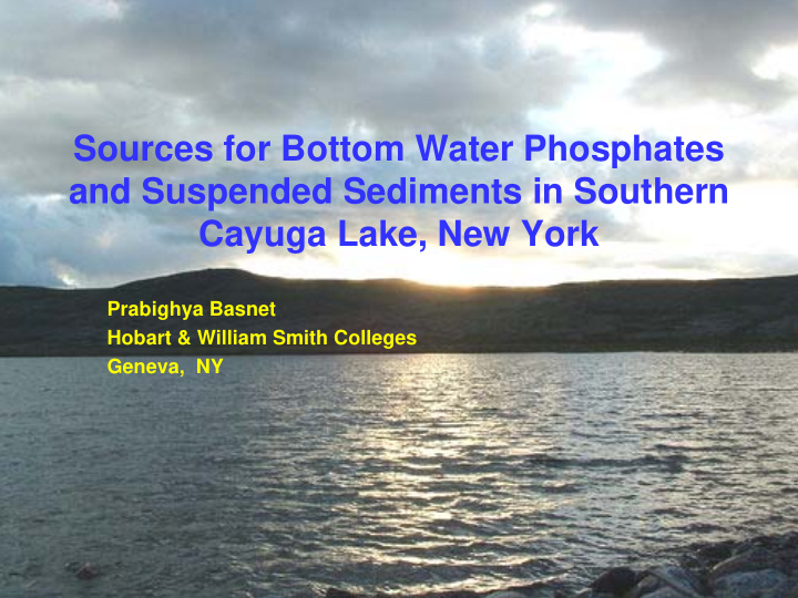 sources for bottom water phosphates and suspended