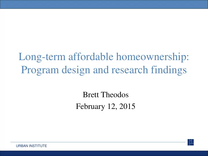 long term affordable homeownership program design and
