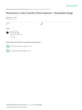 Presentation-3 Heat Transfer II Even Semester - Nazaruddin Sinaga Presentation  March 2020  DOI: