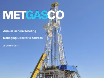 Managing Directors address 29 October 2013  Disclaimer  This presentation is being provided for