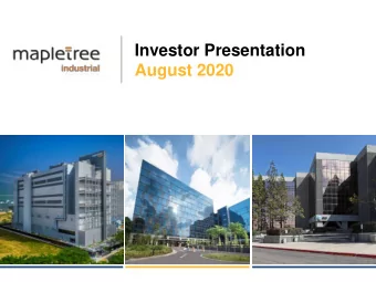 Investor Presentation  August 2020  Important Notice This presentation shall be read in conjunction