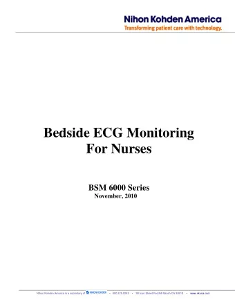 Bedside ECG Monitoring  For Nurses  BSM 6000 Series  November, 2010    800.325.0283        90