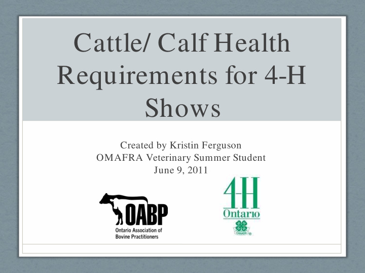 cattle calf health requirements for 4 h shows