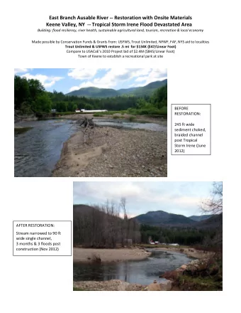 East Branch Ausable River  Restoration with Onsite Materials Keene Valley, NY  Tropical