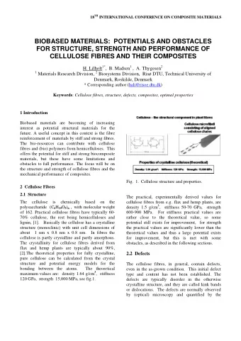BIOBASED MATERIALS:  POTENTIALS AND OBSTACLES  FOR STRUCTURE, STRENGTH AND PERFORMANCE OF