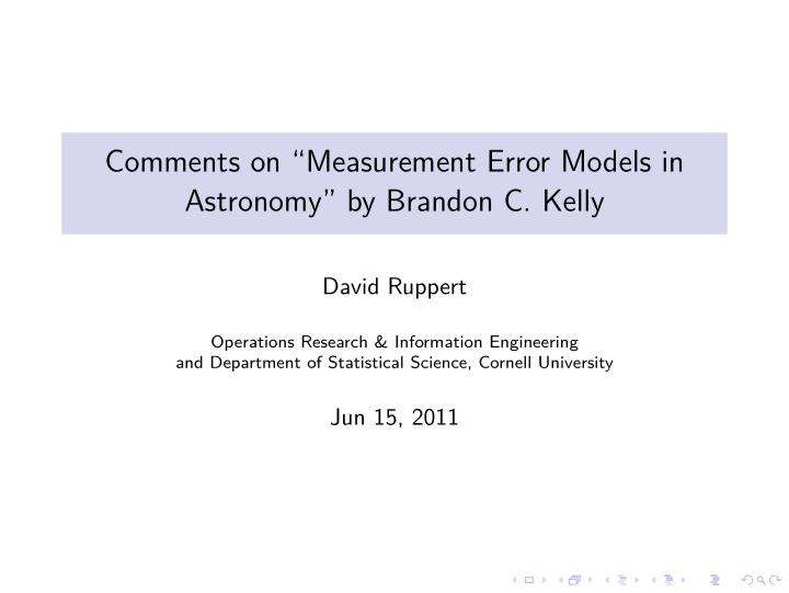 comments on measurement error models in astronomy by