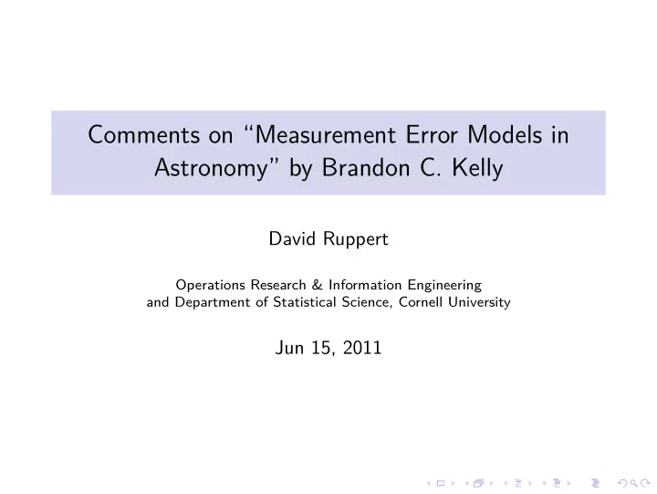 comments on measurement error models in astronomy by