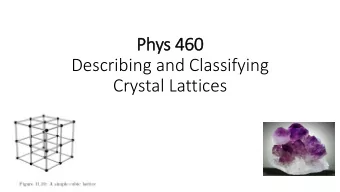 Phys 460  Describing and Classifying  Crystal Lattices What is a material?  ^  crystalline