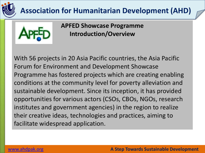 association for humanitarian development ahd