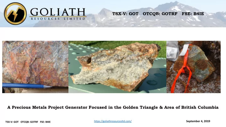 tsx v got otcqb gotrf fse b4ie a precious metals project