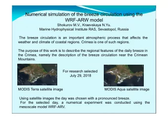 Numerical simulation of the breeze circulation using the  WRF-ARW model  Shokurov M.V., Kraevskaya