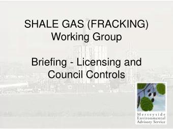 Working Group  Briefing - Licensing and  Council Controls  Purpose of the Presentation  1. Brief