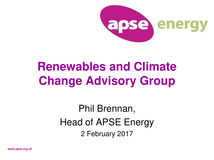 renewables and climate change advisory group