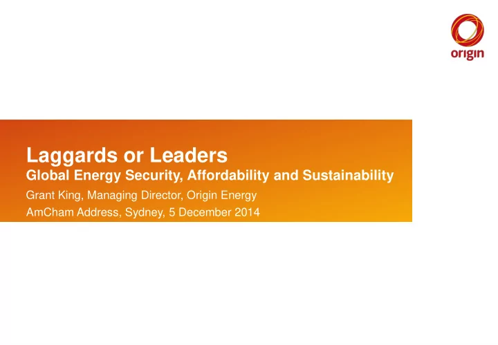 laggards or leaders