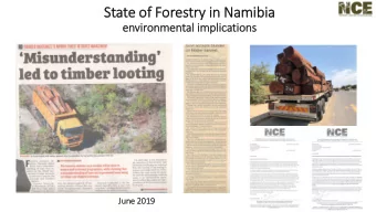 State of Forestry in Namibia  environmental implications  June 2019  Environmental issues of