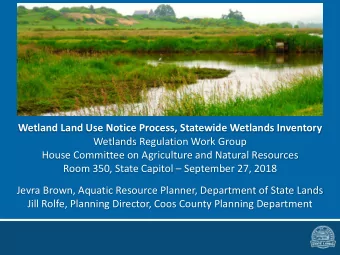 Wetland Land Use Notice Process, Statewide Wetlands Inventory  Wetlands Regulation Work Group