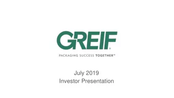 July 2019  Investor Presentation  Safe harbor  FORWARD-LOOKING STATEMENTS    This presentation