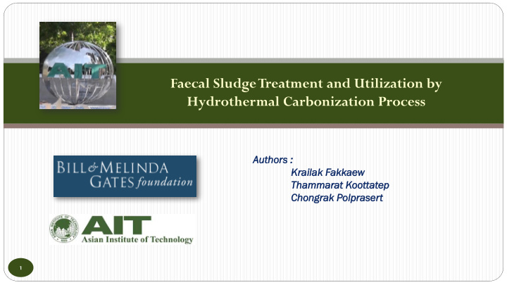 faecal sludge treatment and utilization by hydrothermal