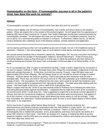 Homoeopathy on the farm - If homoeopathic success is all in the patient's mind, how does this work