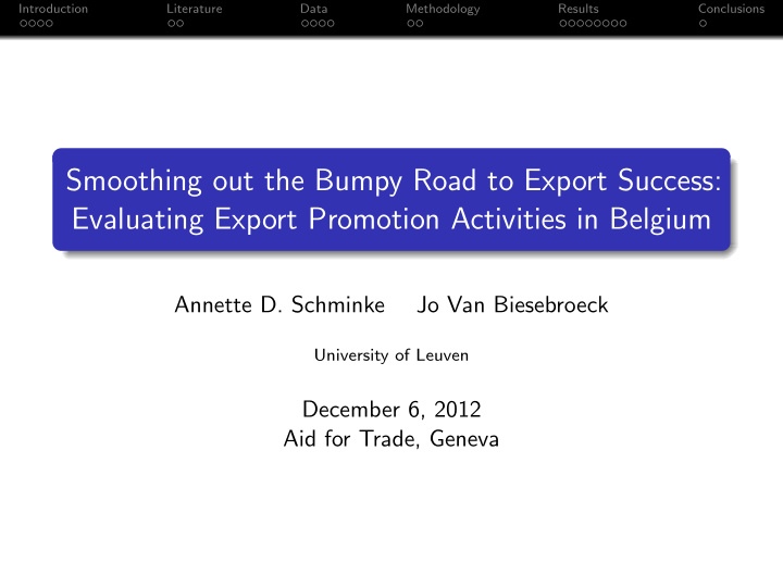 smoothing out the bumpy road to export success evaluating
