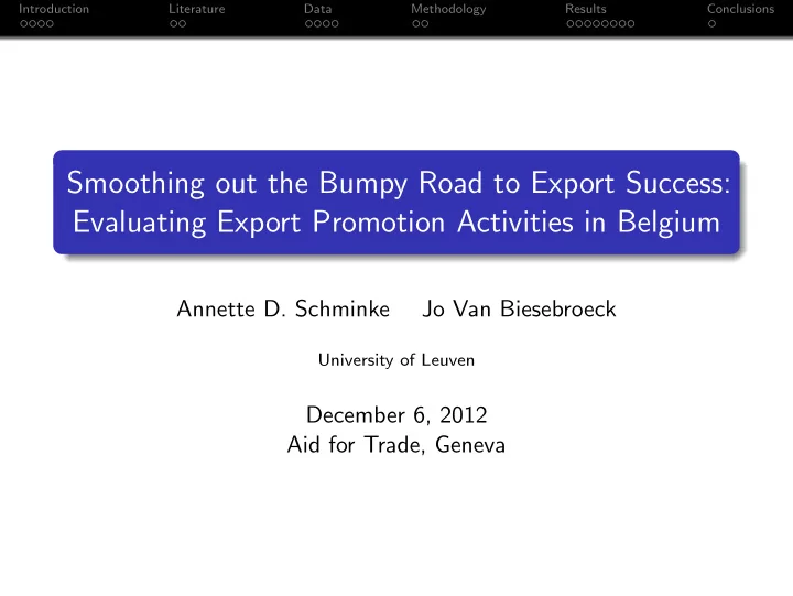 smoothing out the bumpy road to export success evaluating