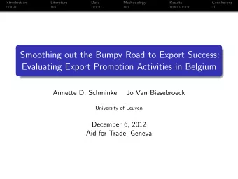 Smoothing out the Bumpy Road to Export Success:  Evaluating Export Promotion Activities in Belgium
