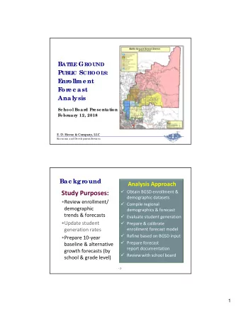 Study Purposes: demographic datasets Review enrollment/  Compile regional demographic