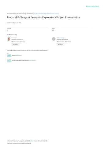 PrepareBE (Buoyant Energy)  Exploratory Project Presentation Conference Paper  July 2016