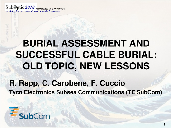 burial assessment and successful cable burial old topic