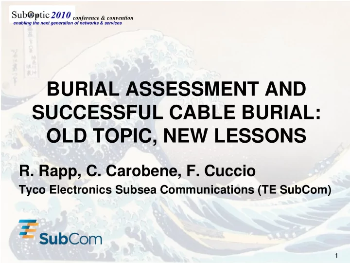 burial assessment and successful cable burial old topic