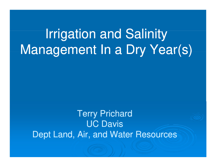 i i i i irrigation and salinity irrigation and salinity