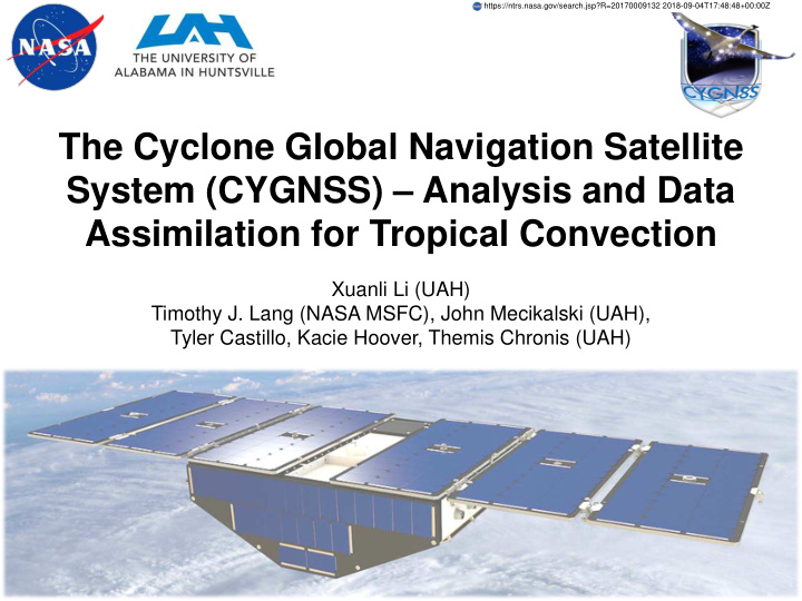 the cyclone global navigation satellite system cygnss