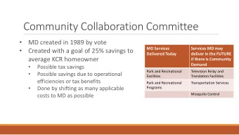 Community Collaboration Committee    MD created in 1989 by vote  MD Services  Services MD may