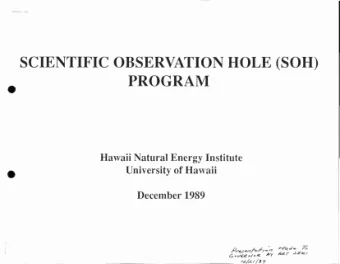 SCIENTIFIC OBSERVATION HOLE (SOH)  PROGRAM  e  Hawaii Natural Energy Institute University of Hawaii