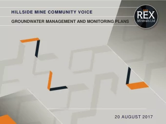 HILLSIDE MINE COMMUNITY VOICE  GROUNDWATER MANAGEMENT AND MONITORING PLANS  20 AUGUST 2017