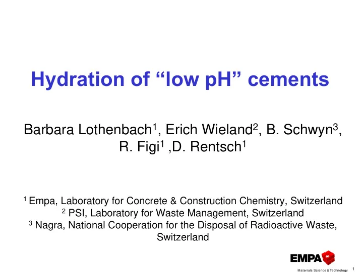 hydration of low ph cements