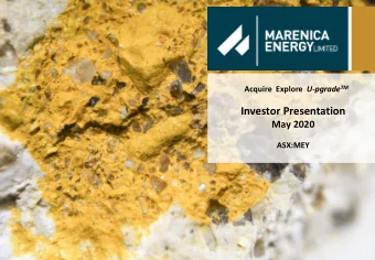 Investor Presentation  May 2020  ASX:MEY  Corporate Snapshot  Experienced Board &amp; Management