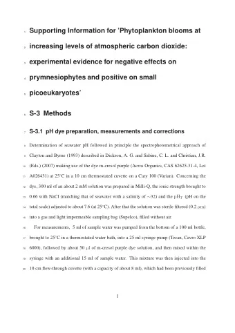 Supporting Information for Phytoplankton blooms at  1  increasing levels of atmospheric carbon