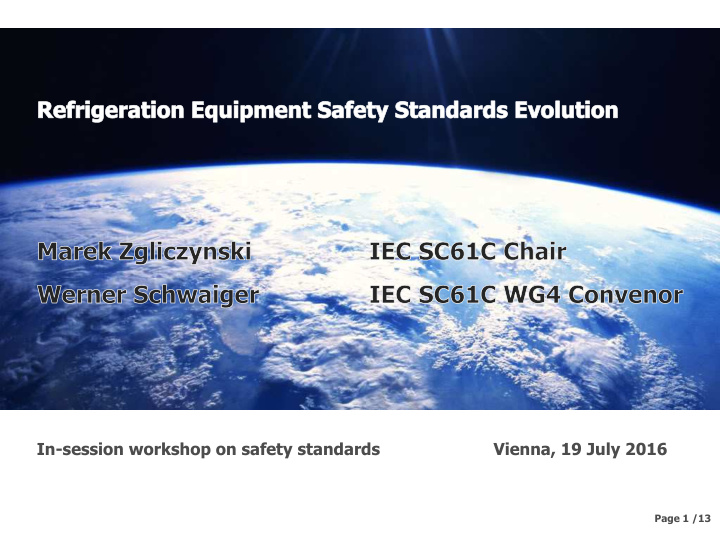 in session workshop on safety standards vienna 19 july