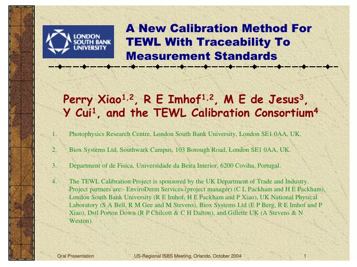 a new calibration method for tewl with traceability to