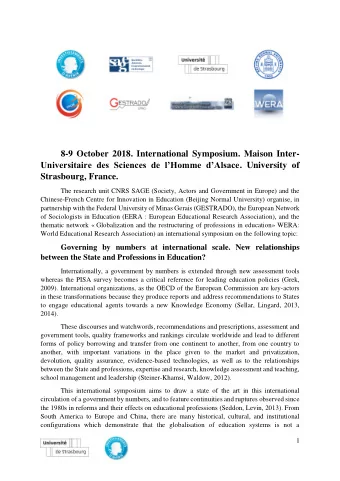 8-9 October 2018. International Symposium. Maison Inter- Universitaire des Sciences de lHomme