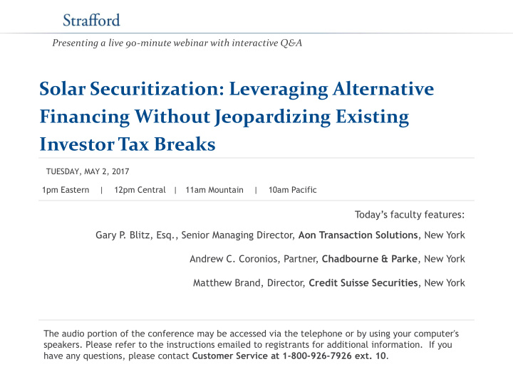 solar securitization leveraging alternative financing