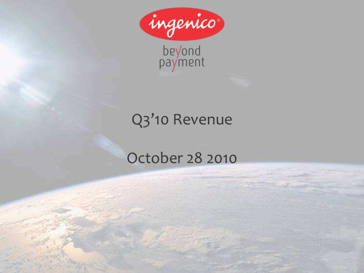 q3 10 revenue october 28 2010 disclaimer