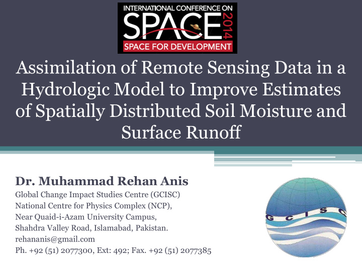 assimilation of remote sensing data in a hydrologic model