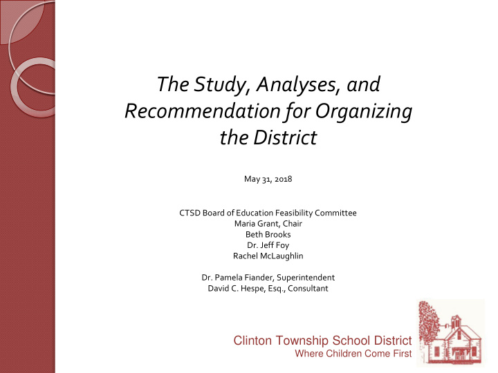 the study analyses and recommendation for organizing the