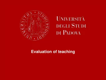 Evaluation of teaching  1. History and aims  2. Current organization  3. Completing online