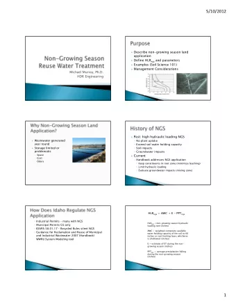 5/10/2012  Describe non-growing season land  application  Define HLR ngs and parameters